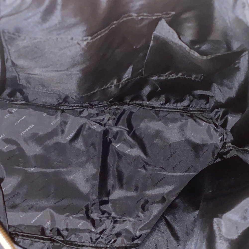 New! Versace Large Black Foldable Weekend Tote with Gold Accents - Picture 11 of 16